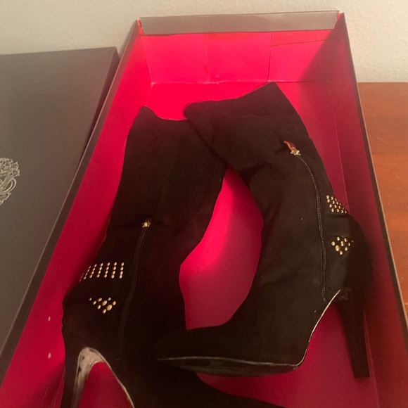 BCBGeneration Shoes - BCBGeneration Black and Gold Heeled Boots